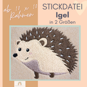 Stickdatei "Igel" ab 10x10 Rahmen