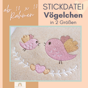 Stickdatei "Vögelchen" ab 10x10 Rahmen